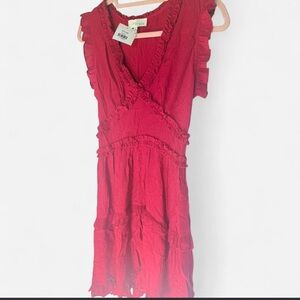 NWT Pinch boutique Red Ruffle V-Neck Women's Dress